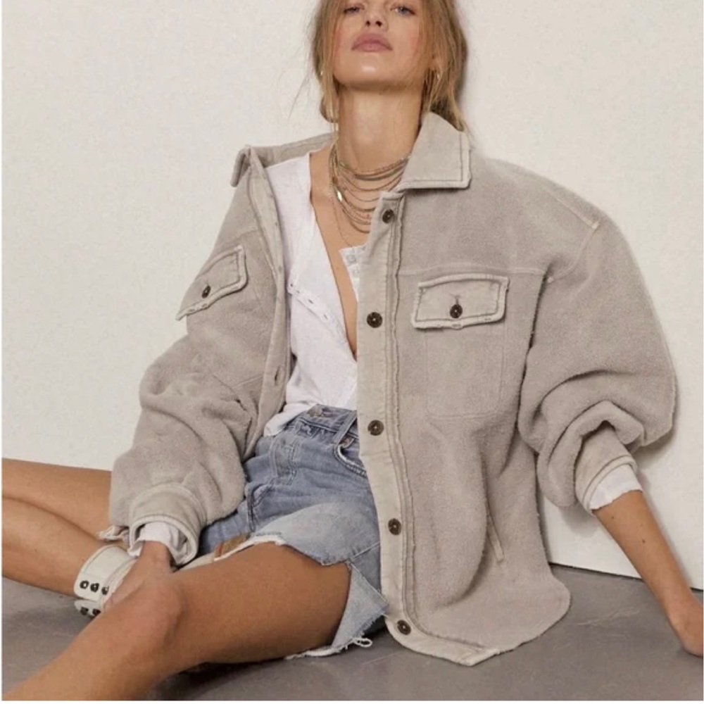 Free People Shacket in stone